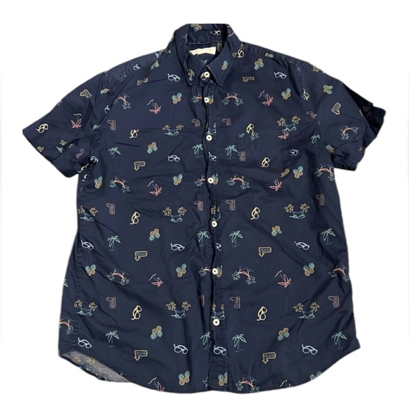 Aeropostale Casual Button Down Shirt Men’s Size LG Sunglasses Tropical Theme - Picture 1 of 9